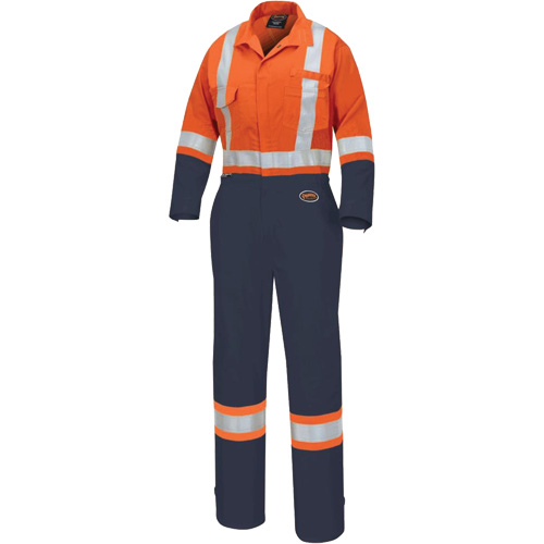5514WBB Women's 2-Tone Safety Coveralls, X-Small, High Visibility Orange/Navy Blue