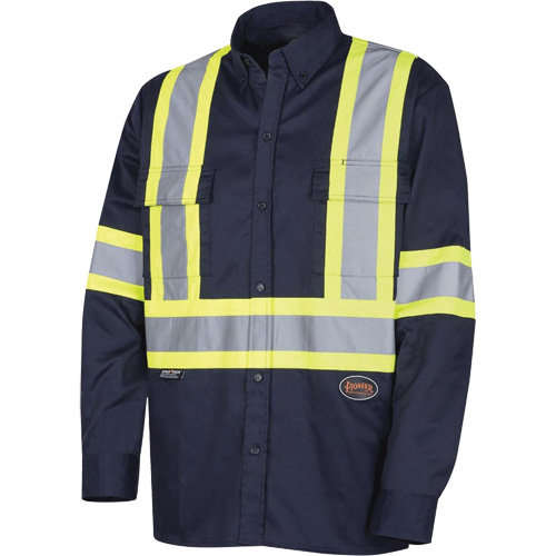 4414 Button-Down Work Shirt, Poly-Cotton, 2X-Large, Navy Blue