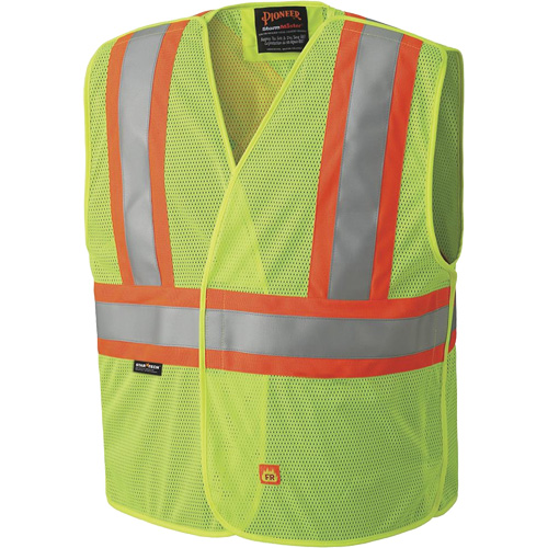 6916A Flame Resistant Safety Vest, High Visibility Lime-Yellow, 2X-Large/3X-Large, Polyester