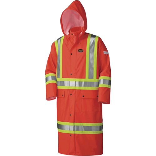 5896 Flame Resistant Waterproof Long Coat, Small, High Visibility Orange