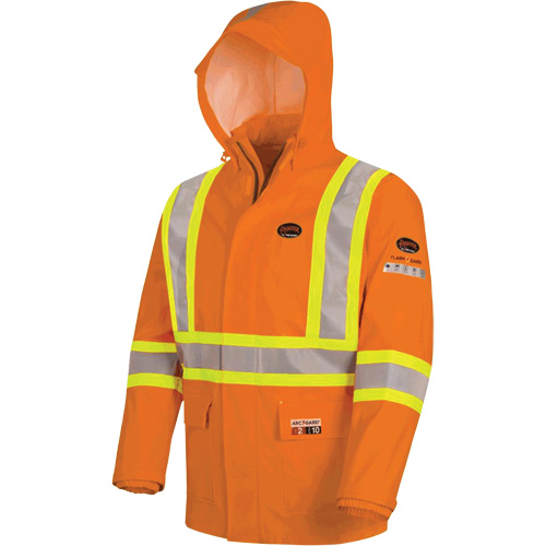 5880 FR/Arc-Rated Waterproof Rain Jacket, Large, High Visibility Orange, 10 cal/cm²