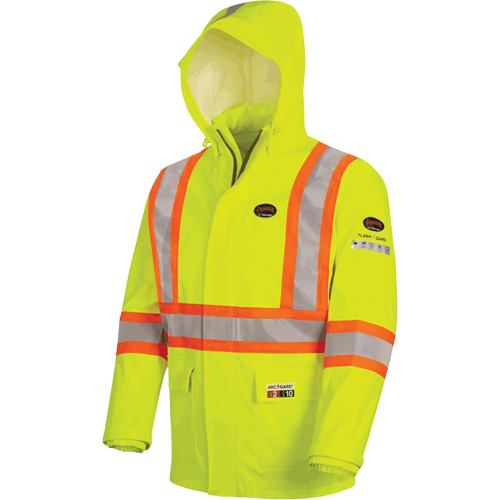 5881 FR/Arc-Rated Waterproof Rain Jacket, Small, High Visibility Yellow, 10 cal/cm²