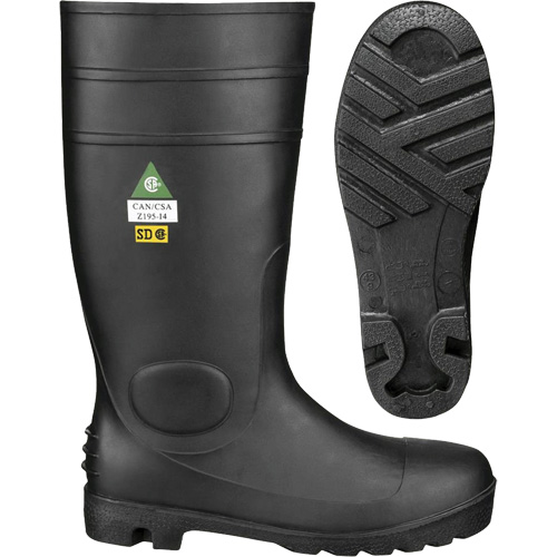 1022 Safety Boots, PVC, Steel Toe, Size 11, Puncture Resistant Sole