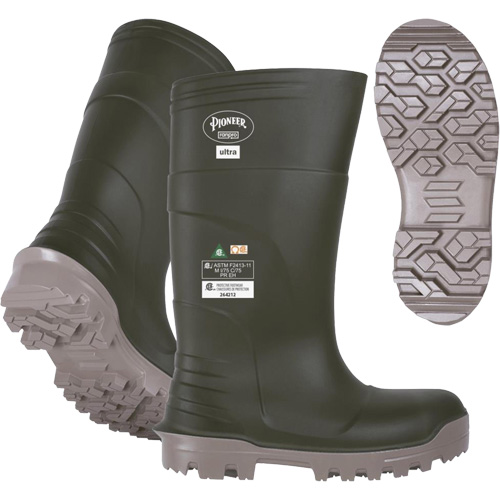B105FUL.GR Pioneer Ultra Boots, Polyurethane, Steel/Composite Toe, Size 12, Puncture Resistant Sole