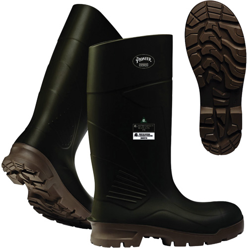 B405FUL.GR Pioneer Steel Plate Boots, Polyurethane, Steel Toe, Size 6, Puncture Resistant Sole