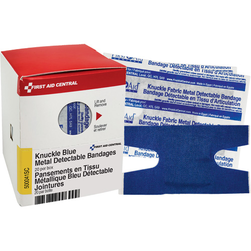 Knuckle Blue Detectable Bandages, Knuckle, Fabric Metal Detectable, Sterile