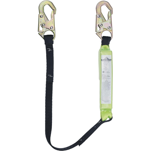 SA-6400-6 Shock Absorbing Lanyard, 6', Snap Hook Center, Snap Hook Leg Ends, Polyester