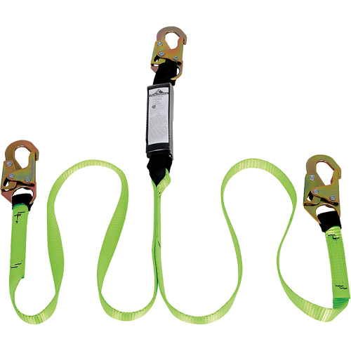 SA-54000-4 Shock Absorbing Lanyard, 4', Snap Hook Center, Snap Hook Leg Ends, Polyester