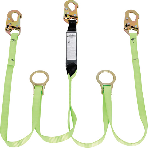 SA-54055-6 Shock Absorbing Lanyard, 6', Snap Hook Center, Snap Hook Leg Ends, Polyester