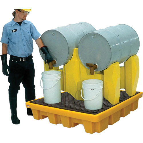 Ultra-Drum Rack 2-Drum Containment System with Drain, 53" L x 53" W x 44.8" H, 1500 US gal. Capacity