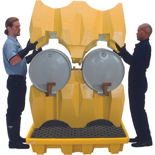 Ultra-Drum Rack 4-Drum Containment System with Drain, 53" L x 53" W x 77.8" H, 3000 US gal. Capacity