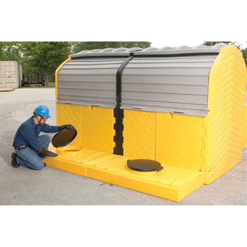 Outdoor 2-Tank Ultra-Modular IBC Spill Pallet, 280 US gal. Spill Capacity, 126" x 79" x 93"