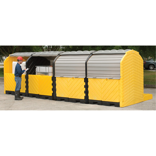 Outdoor 4-Tank Ultra-Modular IBC Spill Pallet, 365 US gal. Spill Capacity, 250" x 79" x 93"