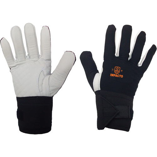 Left-Hand Anti-Impact Glove, 7/Small, Grain Leather Palm, Elastic Cuff