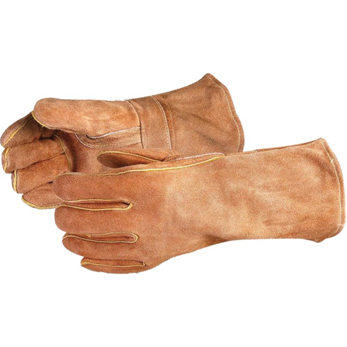 Endura® 505BS Deluxe Brown Welding Gloves, Split Cowhide, Size Large