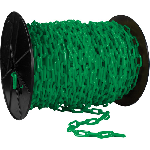 Plastic Safety Chain, Green, 1.5" Link, 200' Length
