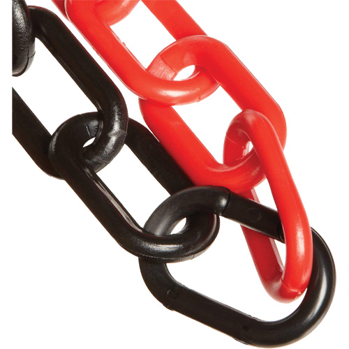 Plastic Safety Chain, Black/Red, 2" Link, 100' Length