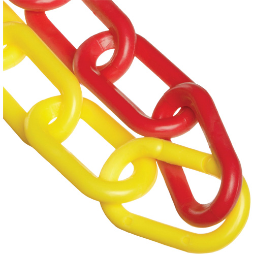 Plastic Safety Chain, Red/Yellow, 2" Link, 100' Length