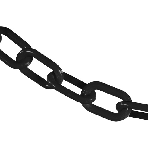 Heavy-Duty Plastic Safety Chain, Black, 2" Link, 25' Length