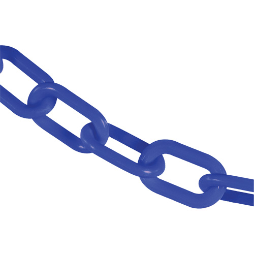 Heavy-Duty Plastic Safety Chain, Blue, 2" Link, 500' Length