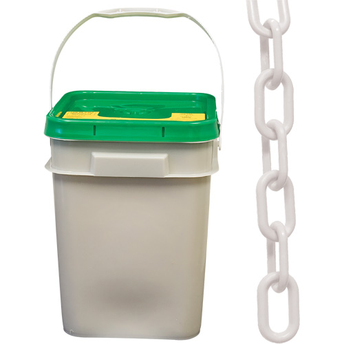 Heavy-Duty Plastic Safety Chain, White, 2" Link, 120' Length