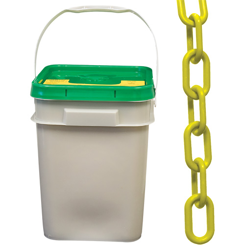 Heavy-Duty Plastic Safety Chain, Yellow, 2" Link, 120' Length