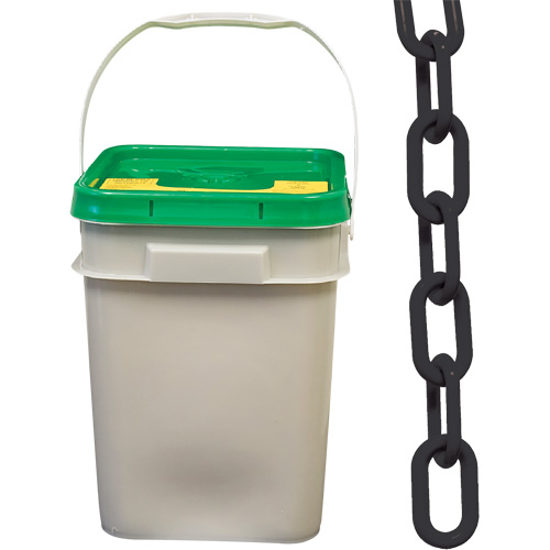 Heavy-Duty Plastic Safety Chain, Black, 2" Link, 120' Length