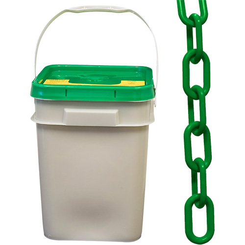 Heavy-Duty Plastic Safety Chain, Green, 2" Link, 120' Length