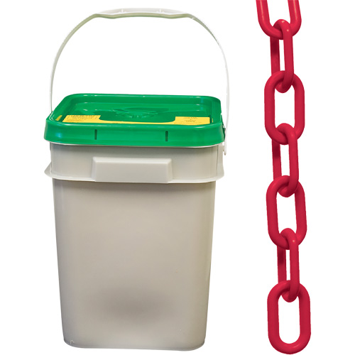 Heavy-Duty Plastic Safety Chain, Red, 2" Link, 120' Length
