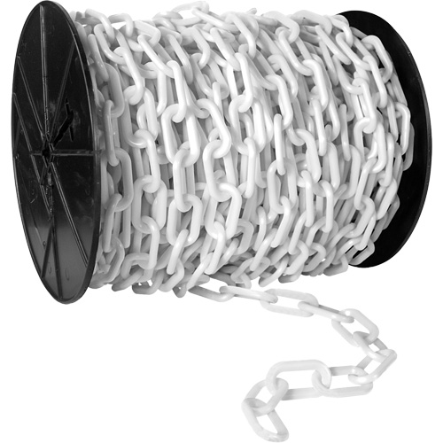 Heavy-Duty Plastic Safety Chain, Orange, 2" Link, 120' Length