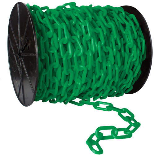 Heavy-Duty Plastic Safety Chain, Yellow, 2" Link, 100' Length