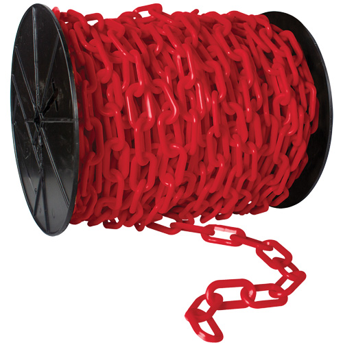 Heavy-Duty Plastic Safety Chain, Black, 2" Link, 100' Length