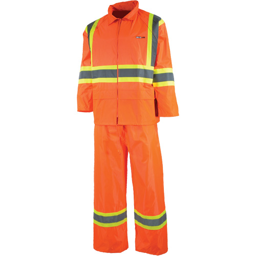 Sealed Rain Suit, Nylon/PVC, Large, High Visibility Orange