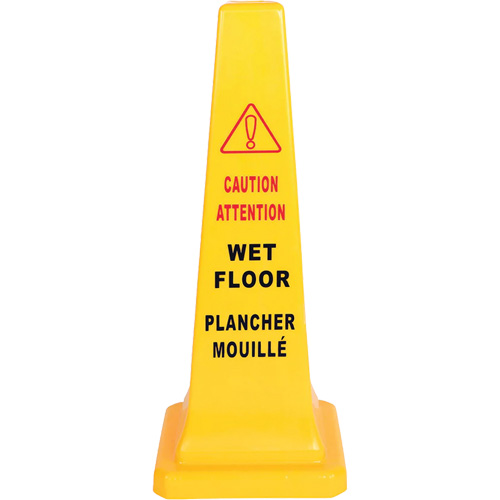 Wet Floor Safety Cone, Bilingual with Pictogram