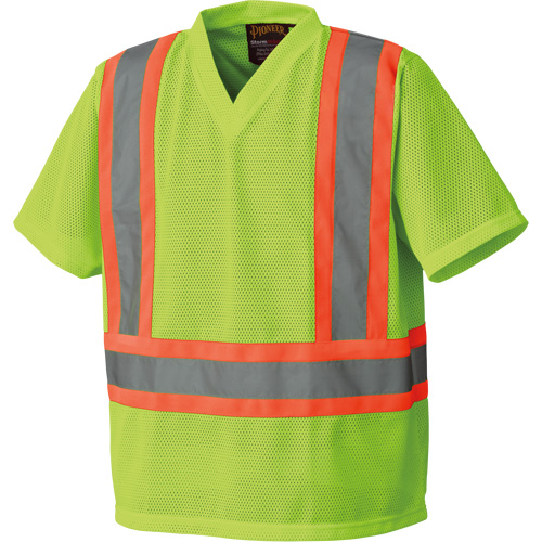 5993P Mesh Safety T-Shirt, Polyester, 3X-Large, High Visibility Lime-Yellow