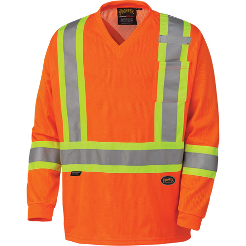 6984 Traffic Micro Mesh Long-Sleeved Safety Shirt, X-Large, High Visibility Orange