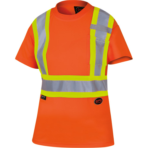 6948 Women's Bird's-Eye Safety T-Shirt, Polyester, X-Large, High Visibility Orange