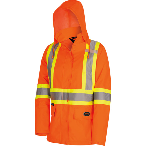 5626W The Rock Women's 300D Quilted Safety Parka, Polyester/Polyurethane, High Visibility Orange, X-Large