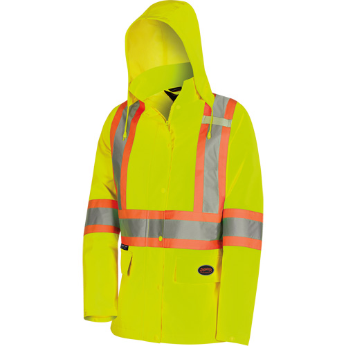 5628W The Rock Women's 300D Quilted Safety Parka, Polyester/Polyurethane, High Visibility Lime-Yellow, X-Small