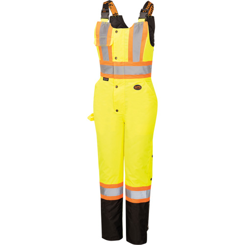 5041BBW Women's High-Visibility Waterproof Safety Overalls, Polyester, 4X-Large, Black/High Visibility Lime-Yellow