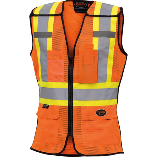486 Women's High-Visibility Safety Tear-Away Vest, High Visibility Orange, Large, Polyester