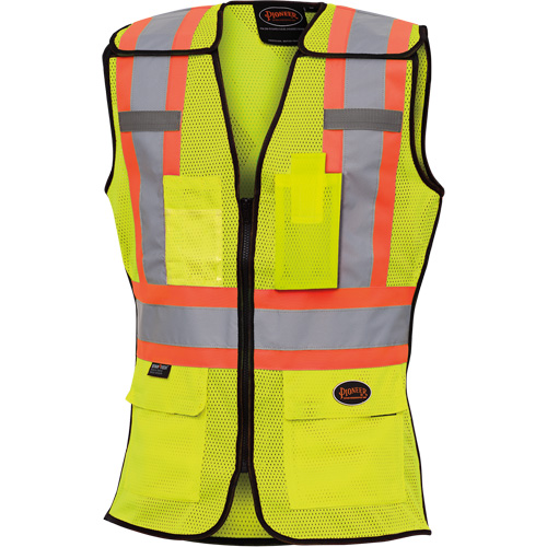 489 Women's High-Visibility Safety Tear-Away Vest, High Visibility Lime-Yellow, Medium, Polyester
