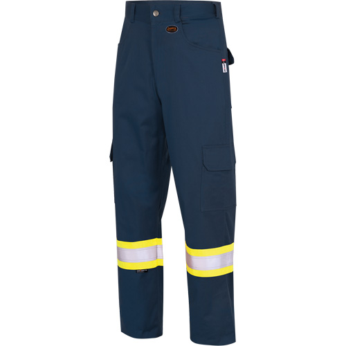 7764 FR-Tech® High Visibility 88/12 FR/Arc Rated Safety Cargo Pants, 50, x 34, Navy Blue