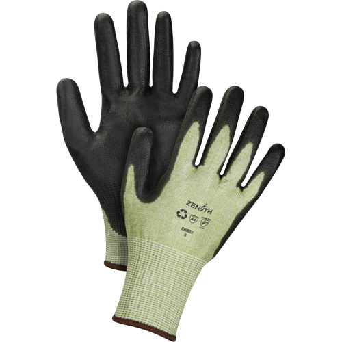 Eco-Friendly Seamless Cut-Resistant Gloves, 10, 13 Gauge, Polyurethane Coated, ASTM ANSI Level A4