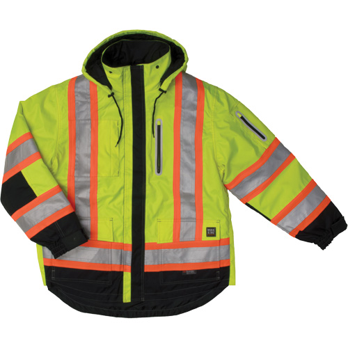 Ripstop 4-in-1 Safety Jacket, Polyester, High Visibility Lime-Yellow, Small