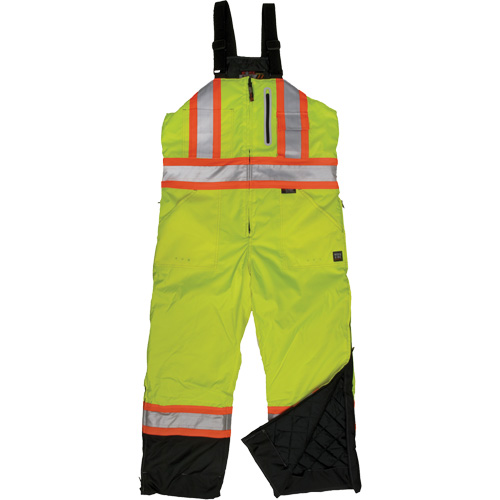 Ripstop Insulated Safety Bib Overall, Polyester, Large, High Visibility Lime-Yellow