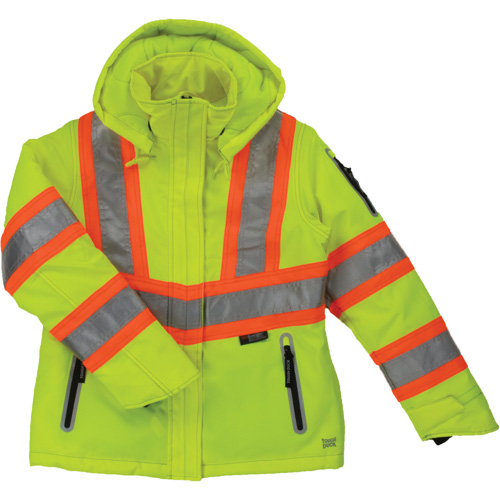Women’s Insulated Flex Safety Jacket, Polyester, High Visibility Lime-Yellow, Small