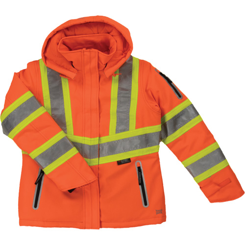 Women’s Insulated Flex Safety Jacket, Polyester, High Visibility Orange, X-Small