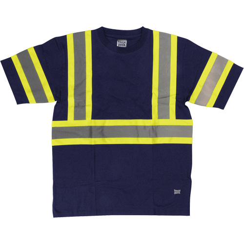 Short Sleeve Safety T-Shirt, Cotton, 5X-Large, Navy Blue