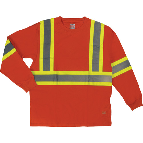 Long Sleeve Safety T-Shirt, Cotton, 5X-Large, High Visibility Orange